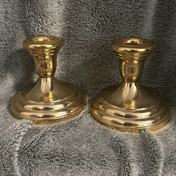 Pair of FB Rogers silver-plate Japan candlesticks. About 3-1/2” tall. - Picture 2 of 4